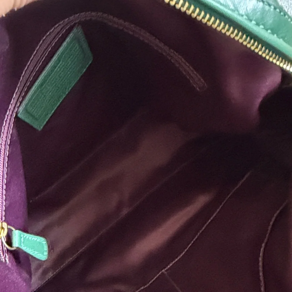 VINTAGE Coach Dark Green Leather Satchel with Gold Hardware